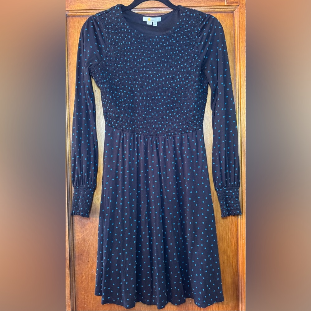 Boden Lena Smocked Long Sleeve Midi Dress- Size US 6